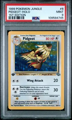 Pokemon 1999 Jungle 1st Edition Holo Pidgeot #8 PSA 9 MINT - Image 1