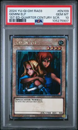 2024 YU-GI-OH! RA03-QUARTER CENTURY BONANZA #EN109 GEMINI ELF PSA 10 - Image 1