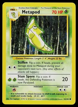 Pokemon Card - Metapod Base Set 1999-2000 UK 54/102 Common - Image 1
