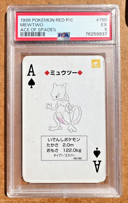 1996 Pokemon Red Version Playing Cards Mewtwo Ace of Spades PSA 5 - Image 1
