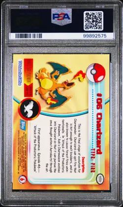 1999 TOPPS POKEMON TV #6 CHARIZARD PSA 9 - Image 2