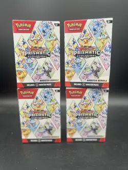 (x4) Pokemon Scarlet & Violet Prismatic Evolutions Booster Bundle TCG Cards - Image 1