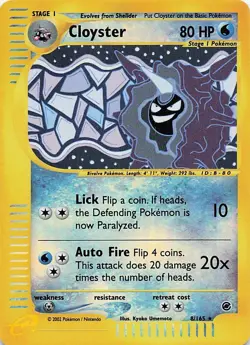 Pokemon TCG- REV Holo Cloyster , 8/165 Expedition Base Set, Never Played - Image 1