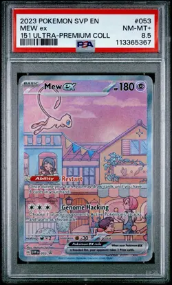 2023 POKEMON SVP EN-SV BLACK STAR PROMO 151 ULTRA-PREMIUCOLL #053 MEW EX PSA 8.5 - Image 1