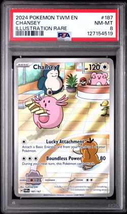 2024 Pokemon TWM EN-Twilight Masquerade Chansey #187 Illustration Rare PSA 8 - Image 1