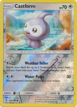 x4 Castform - 105/145 - Common - Reverse Holo Pokemon SM2 Guardians Rising M/NM - Image 1