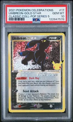 2021 POKEMON CELEBRATIONS CLASSIC COLL #17 UMBREON-GOLD STAR PSA 10 - Image 1