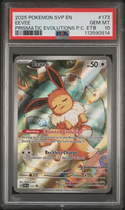 2025 POKEMON PRISTMATIC EVOLUTIONS POKEMON CENTER ETB PROMO #173 EEVEE PSA 10 - Image 1
