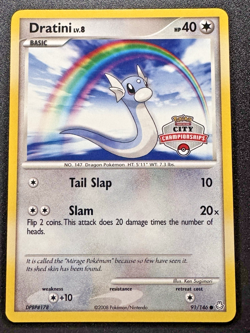 2008 City Championships Dratini 91/146 DP Legends Awakened Pokemon Card Rare MP - Image 1