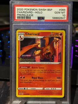 Pokemon TCG Charizard V Sword & Shield Prerelease Promo SWSH066 PSA 10 - Image 1