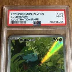 2023 POKEMON MEW EN-151 ILLUSTRATION RARE #166 BULBASAUR PSA 9 - Image 2