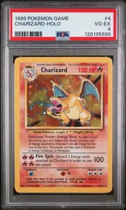 1999 POKEMON BASE SET UNLIMITED #4 CHARIZARD-HOLO PSA 4 - Image 1