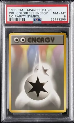 1996 POKEMON BASE SET JAPANESE NO RARITY SYMBOL DOUBLE COLORLESS ENERGY PSA 8 - Image 1