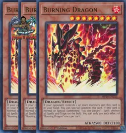 Yugioh! 3x Burning Dragon MP24-EN251 Ultra Rare 1st Ed NM - Image 1