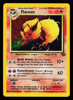 Flareon 3/64 Holo Rare Jungle Pokemon Card - Image 1