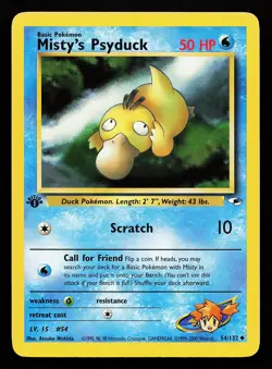 Misty's Psyduck 54/132 1st Edition Gym Heroes Pokemon Card - Image 1