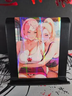 Sakura Haruno & Ino Yamanaka Naruto Art Card Holo Glitter Anime Sexy Waifu CCG - Image 1