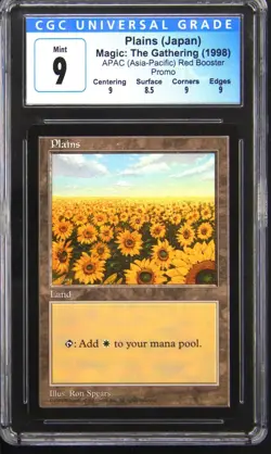 1998 MAGIC: THE GATHERING APAC LANDS RED BOOSTER PROMO PLAINS CGC 9 - Image 1