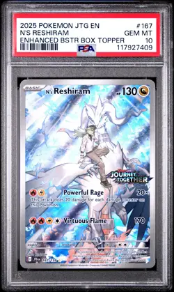 2025 POKEMON JTG EN-JOURNEY TOGETHER #167 N'S RESHIRAM PSA 10 - Image 1