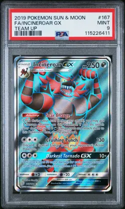 Pokemon Incineroar GX 167/181 Full Art SM Team Up PSA 9 MINT - Image 1