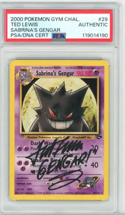 PSA Ted Lewis Signed Sabrina's Gengar 29/132 Gym Challenge Regular Pokemon TCG - Image 1