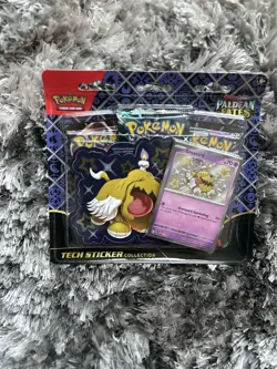 Pokemon TCG Paldean Fates Greavard 3-Pack Tech Sticker Collection - Image 1