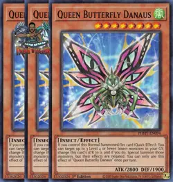 Yugioh! 3x Queen Butterfly Danaus PHHY-EN094 Super Rare 1st Ed NM - Image 1