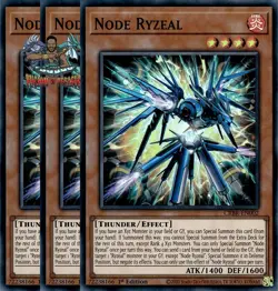 Yugioh! 3x Node Ryzeal CRBR-EN002 Super Rare 1st Ed NM - Image 1