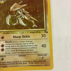 Kabutops 9/62 Fossil Holo Rare Card LP Pokemon TCG - Image 5