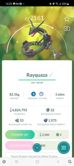 Pokemon Go Shiny Legendary Rayquaza ( Reduced) - Image 1
