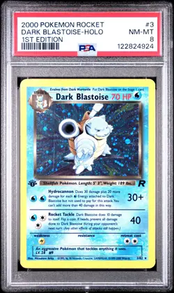2000 POKEMON ROCKET 1ST ED #3 DARK BLASTOISE-HOLO PSA 8 - Image 1