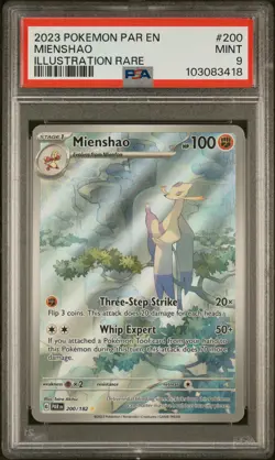 2023 POKEMON PAR EN-PARADOX RIFT ILLUSTRATION RARE #200 MIENSHAO PSA 9 - Image 1