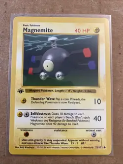Pokemon TCG Magnemite Base Set 53/102 1st Edition Never Played Near Mint - Image 1