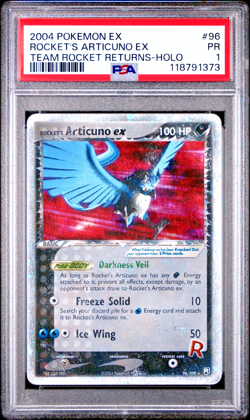 PSA 1 PR 2004 Pokemon Team Rocket Returns Rocket's Articuno EX Holo Foil 96/109 - Image 1