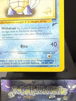 Pokemon Card Wartortle 63/130 Base Set 2 Wizards Promo Gold W Stamp WOTC LP - Image 4