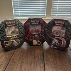 Pokemon TCG Paldean Fates Set of 3 Tins Brand New & Sealed - Image 1