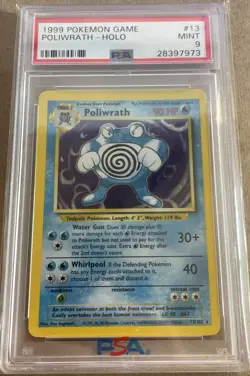1999 Pokemon English Base Set Poliwrath #13 - Holo PSA 9 MINT - Image 1