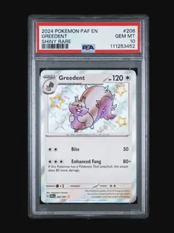 2024 Pokemon Paldean Fates Greedent Shiny Rare #206 PSA 10 - Image 1