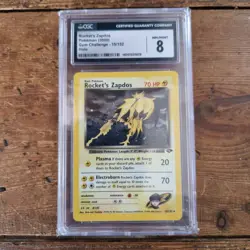 Pokemon Gym Challenge TCG Rocket's Zapdos 15/132 Holo CGC 8 - Image 1