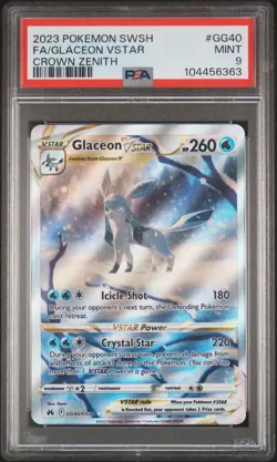 2023 POKEMON SWORD & SHIELD CROWN ZENITH #GG40 FULL ART/GLACEON VSTAR PSA 9 - Image 1