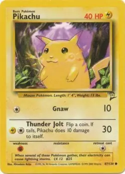 Heavily Played, English Pokemon Regular Pikachu - 87/130 - Common - Unlimited Ed - Image 1