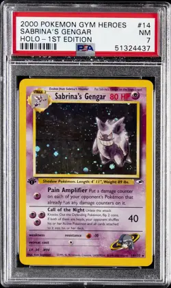 2000 POKEMON GYM HEROES HOLO-1ST ED #14 SABRINA'S GENGAR PSA 7 - Image 1