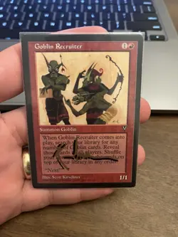 Signed MTG - Goblin Recruiter - Visions GOLD SIGNATURE! - Image 1