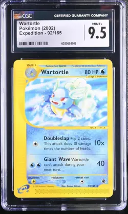 CGC 9.5 Wartortle 92/165 - Expedition Base Set Non Holo Pokemon Graded - Image 1