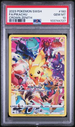 2023 POKEMON SWORD & SHIELD CROWN ZENITH #160 FULL ART/PIKACHU PSA 10 - Image 1