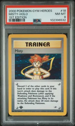 2000 POKEMON GYM HEROES 1ST ED #18 MISTY-HOLO PSA 8 - Image 1