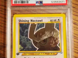 Pokemon 1st Edition Neo Destiny Shining Noctowl rare holo card, PSA 8 - Image 2