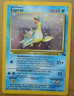 German Lapras 10/62 Rare Holo Fossil Set Pokemon Card LP - Image 4
