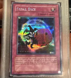 PSA 9 VINTAGE Yugioh! Skull Dice EDS-003 Secret Rare Exclusive Promo Card PSA 9 - Image 1