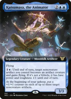 NM Extended Art Katsumasa, the Animator, MTG, Neon Dynasty Commander, Magic, 51 - Image 1
